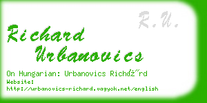 richard urbanovics business card